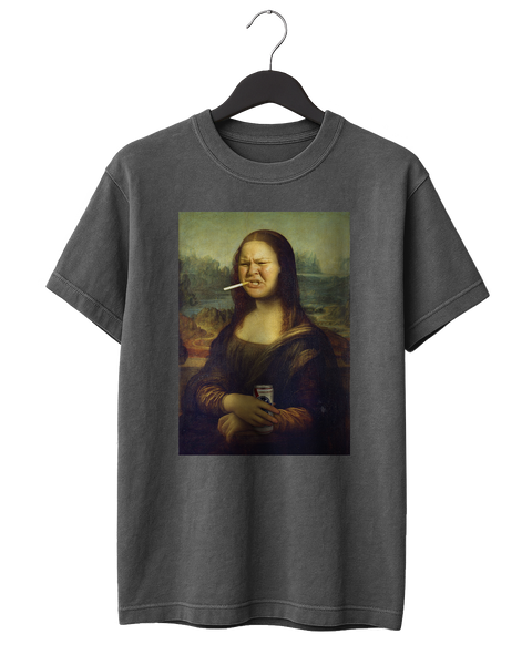 T-shirt Graphique Mona Lisa Fumeur Taille 3XL Noir - Neuf Avec étiquettes, Marque SZ